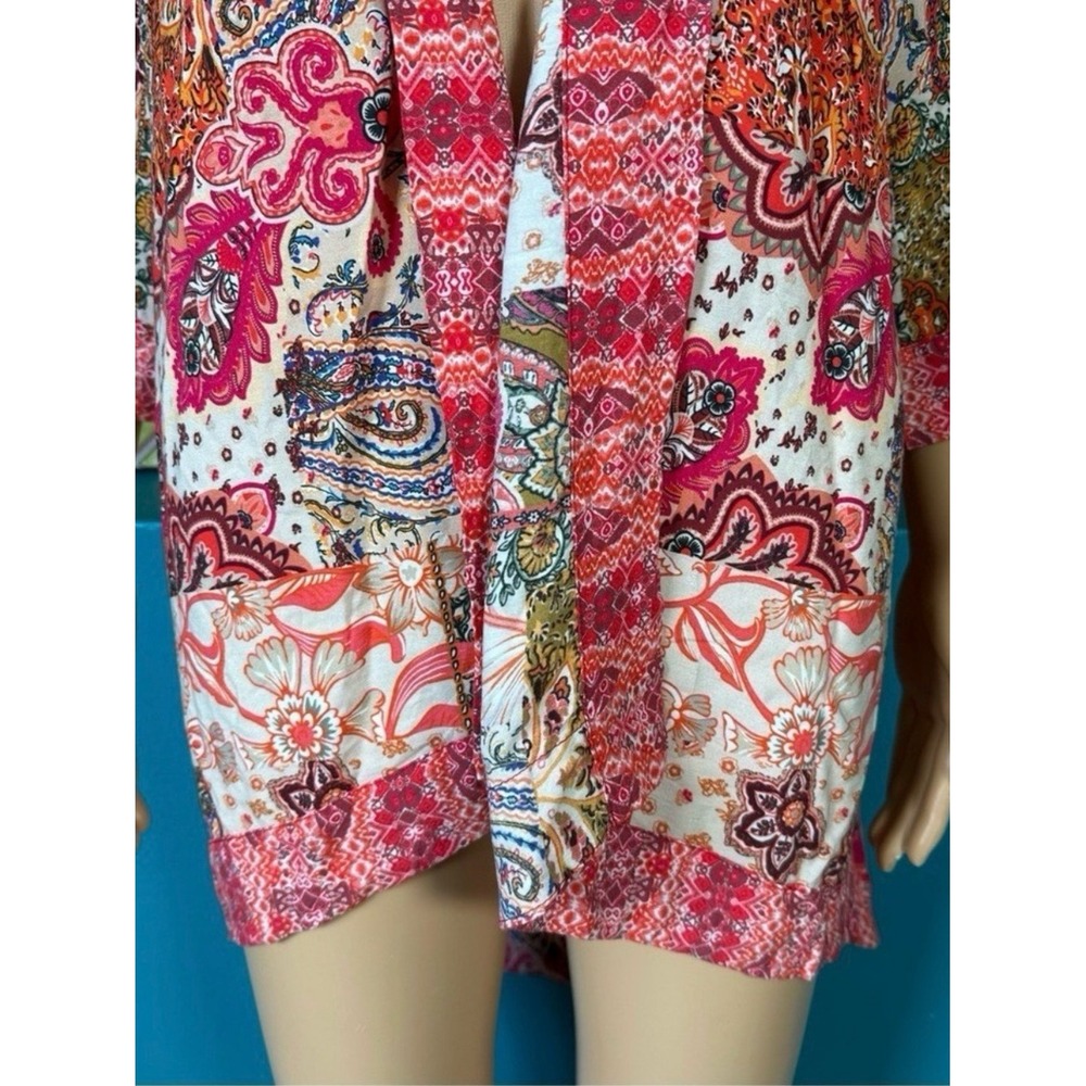 Floriana Cardigan Kimono Women's Large Boho Bohemian Floral Open Front - Picture 3 of 10